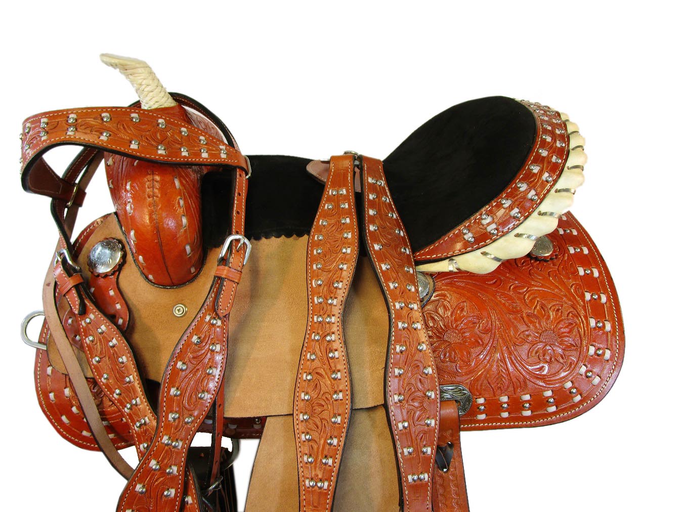 Barrel Racing Western Saddle Trail Pleasure Tooled Leather Tack 15 16