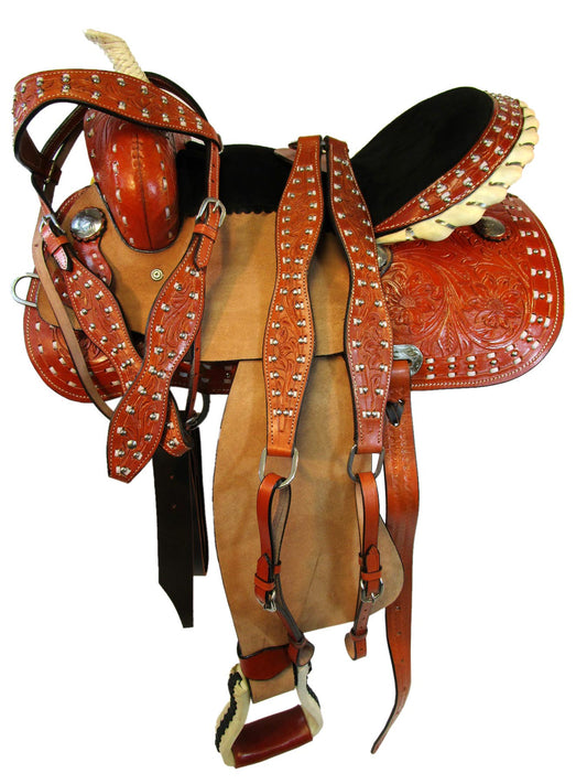 Barrel Racing Western Saddle Trail Pleasure Tooled Leather Tack 15 16