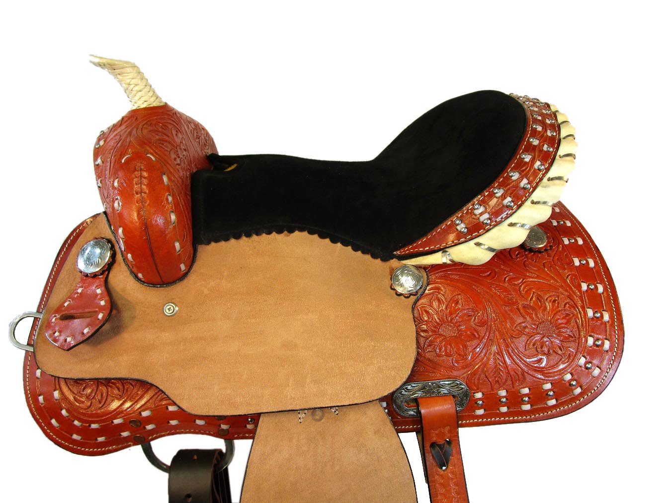 Barrel Racing Western Saddle Trail Pleasure Tooled Leather Tack 15 16