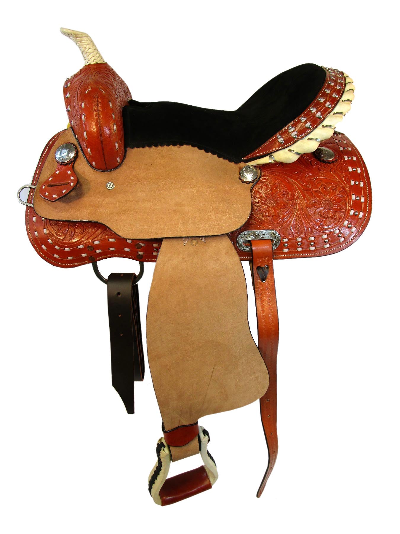 Barrel Racing Western Saddle Trail Pleasure Tooled Leather Tack 15 16