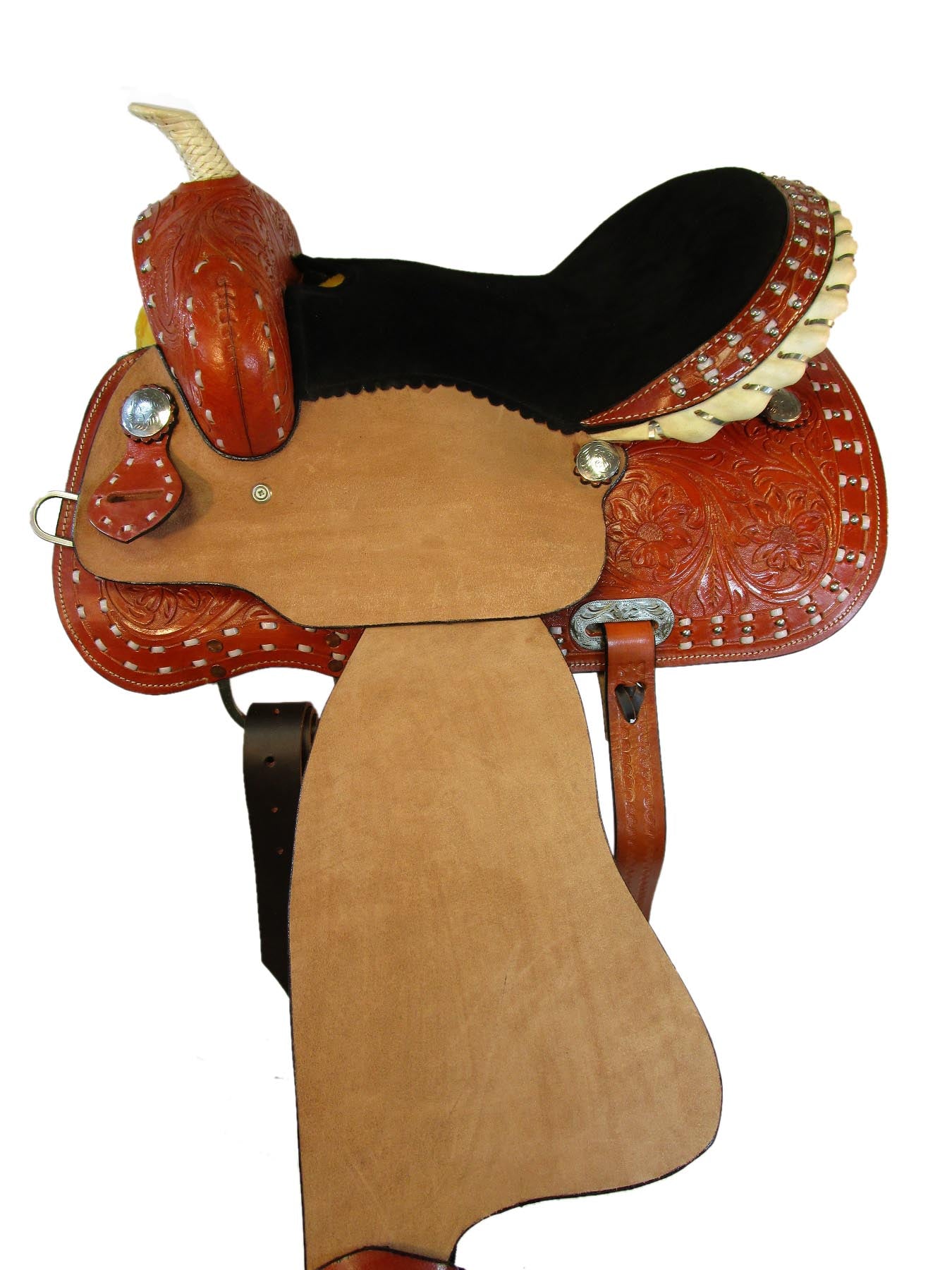 Barrel Racing Western Saddle Trail Pleasure Tooled Leather Tack 15 16