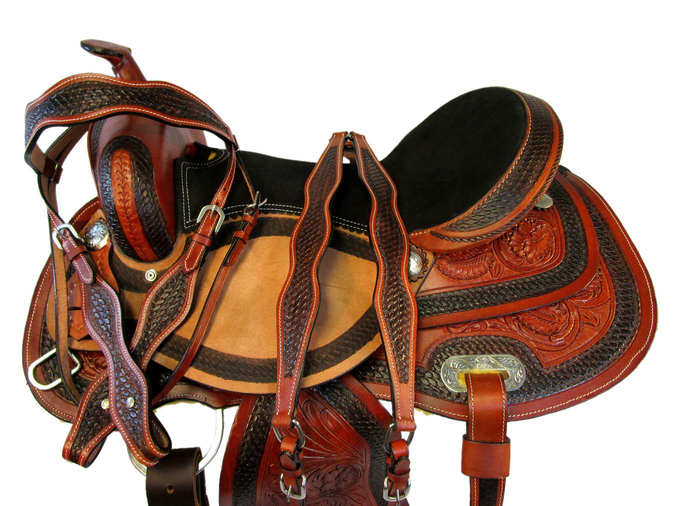 Selle Western Barrel Racing Trail Horse Tack en cuir premium taille 15
