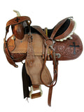 Barrel Racing Western Trail Saddle Cross Tooled Pleasure Tack 16 15
