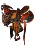 Western Barrel Racing Saddle Trail Horse Brown Tooled Show Tack 15 16