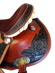 Western Barrel Racing Saddle Trail Horse Brown Tooled Show Tack 15 16