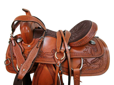 Western 14 13 12 10 Pleasure Barrel Racing Horse Saddle Leather Trail Tack Set