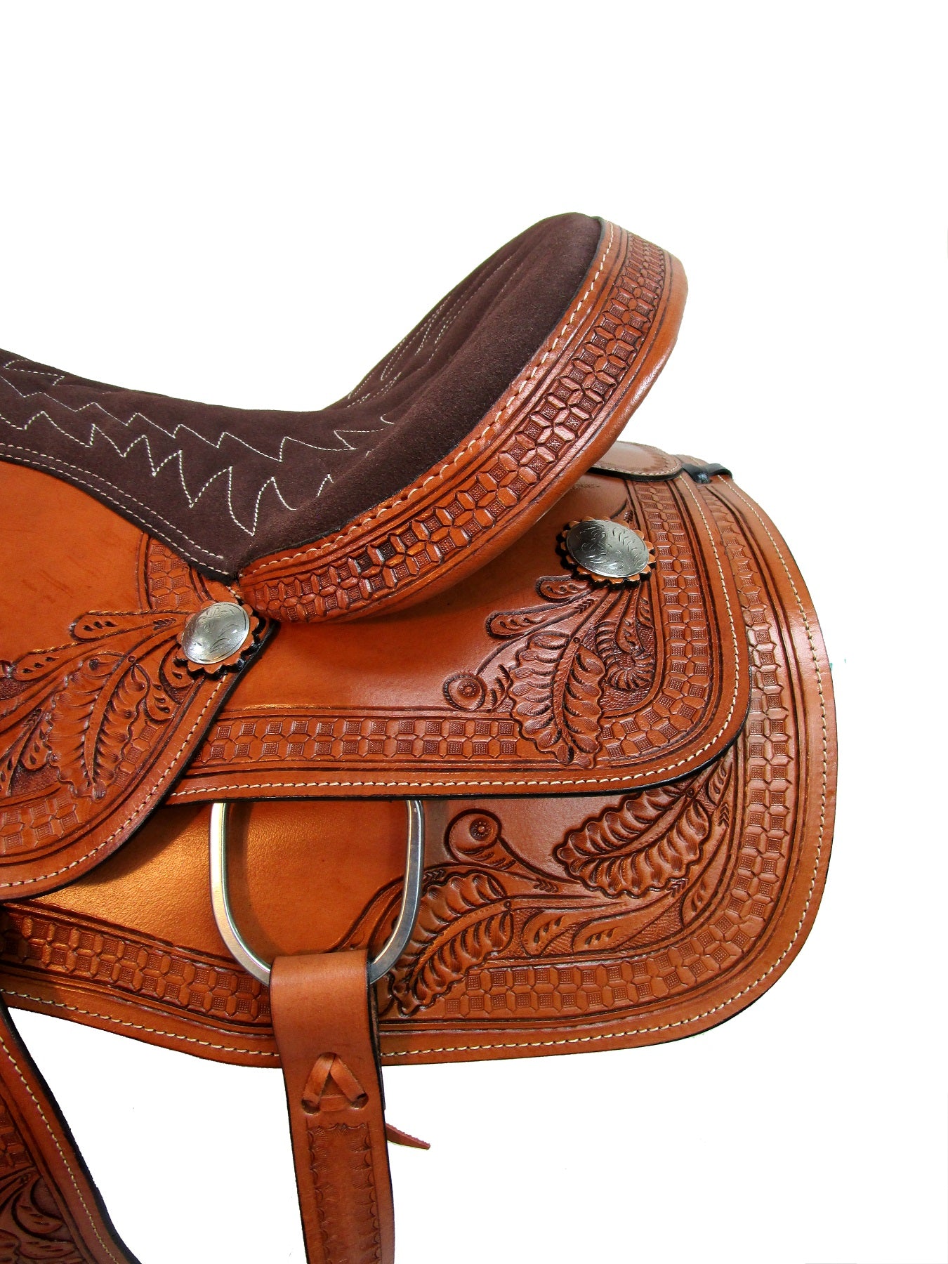 Western 14 13 12 10 Pleasure Barrel Racing Horse Saddle Leather Trail Tack  Set