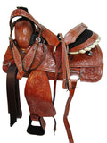 15 16 17 Silver Studded Floral Tooled Trail Ranch Roping Western Saddle