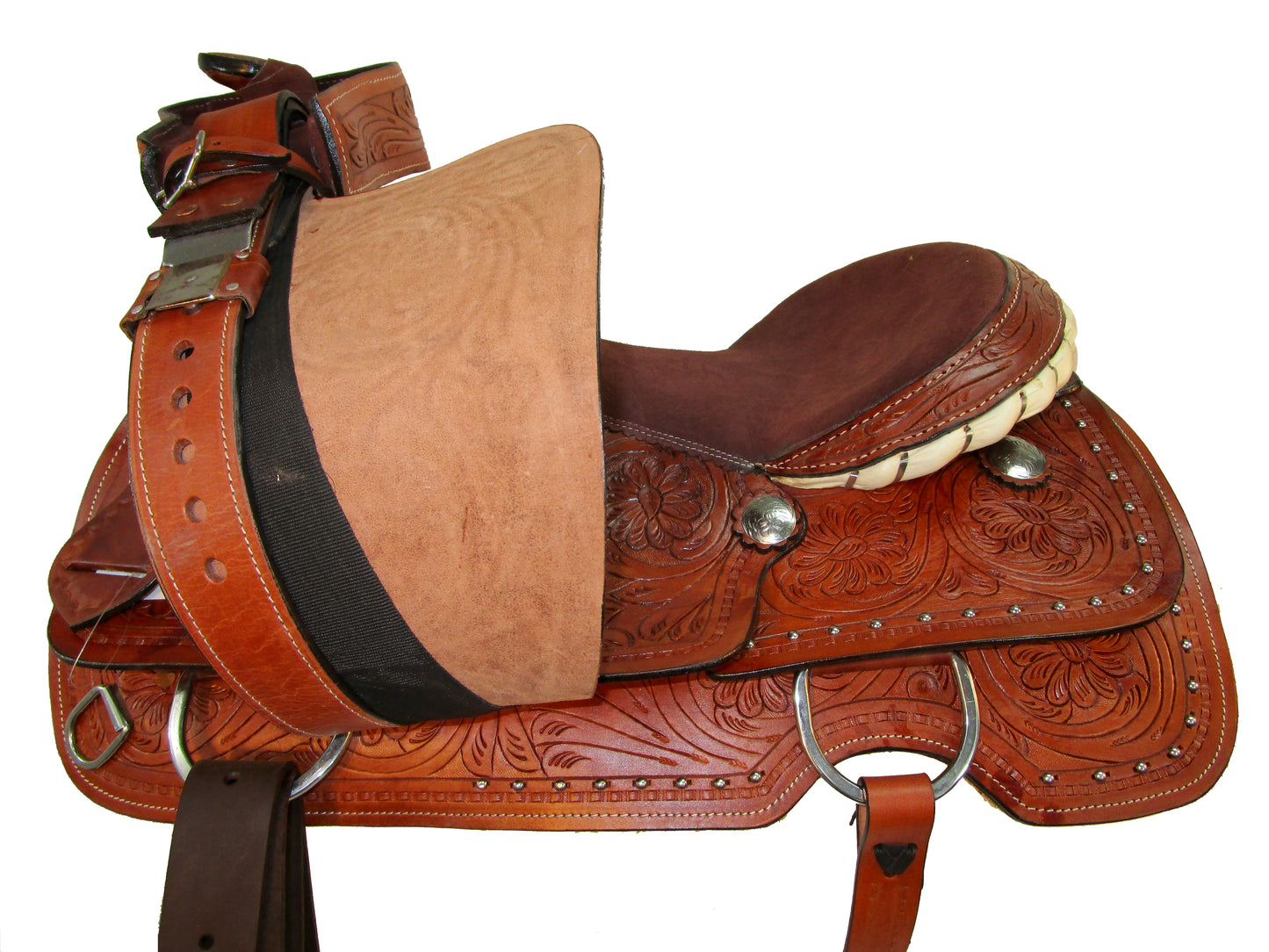 Juego de cuerdas de placer para rancho de caballos, silla de montar occidental de cuero, 15 16 17