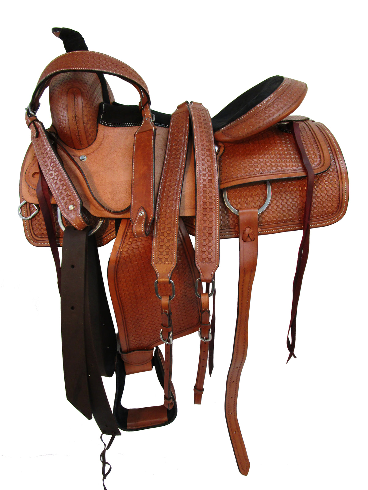 15 16 17 Cowboy Ranch Western Roping Saddle Trail Pleasure Leather Set ...