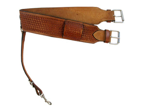 Back Cinch Basket Weave Tooled Leather Rear Cinches Western Horse Girth
