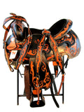 14 15 16 Tooled Leather Trail Show Black Western Saddle Tack Set